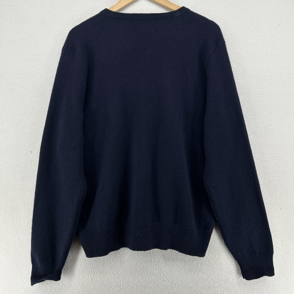 POLO RALPH LAUREN Sweater Womens XL 100% Lambswool V-Neck Pullover Jumper Blue - Picture 2 of 10